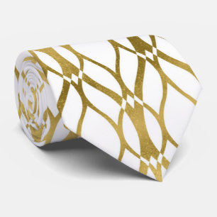 Cute gold white art deco pattern tie
