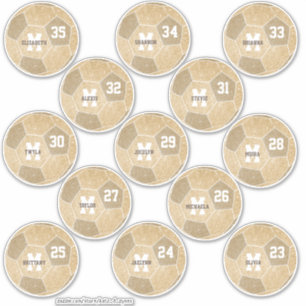 cute gold white individual soccer players sticker