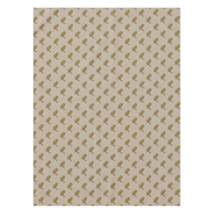 Cute Golden Bird Linen Texture Patterned Tablecloth