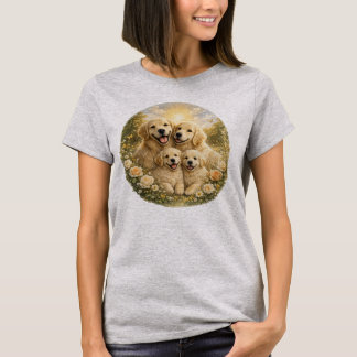 Cute Golden Cream Retriever Family T-Shirt