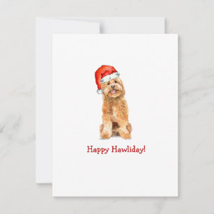 Cute Golden doodle dog Flat Holiday card