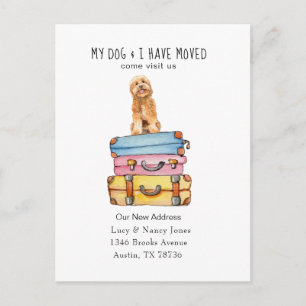 Cute Golden Doodle dog moving announcement Postcard