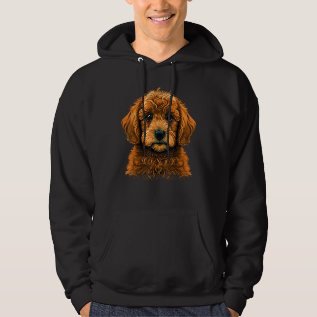 Cute Golden Doodle Dog on Goldendoodle  1 Hoodie (Front)