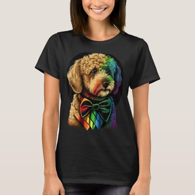 Cute Golden Doodle Dog on Goldendoodle T-Shirt (Front)