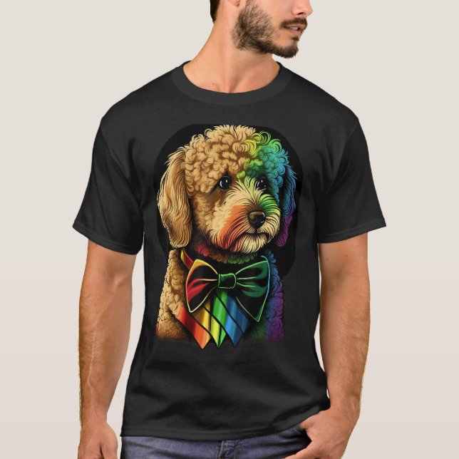Cute Golden Doodle Dog on Goldendoodle T-Shirt (Front)