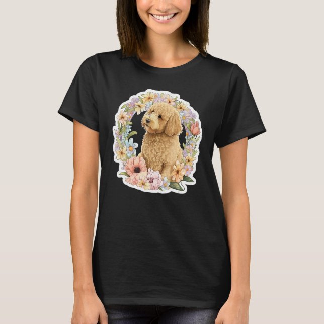Cute Golden Doodle Flower summer Floral Goldendood T-Shirt (Front)