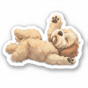 Cute Golden Doodle Stretching