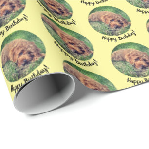 Cute Golden Doodle Yellow Wrapping Paper