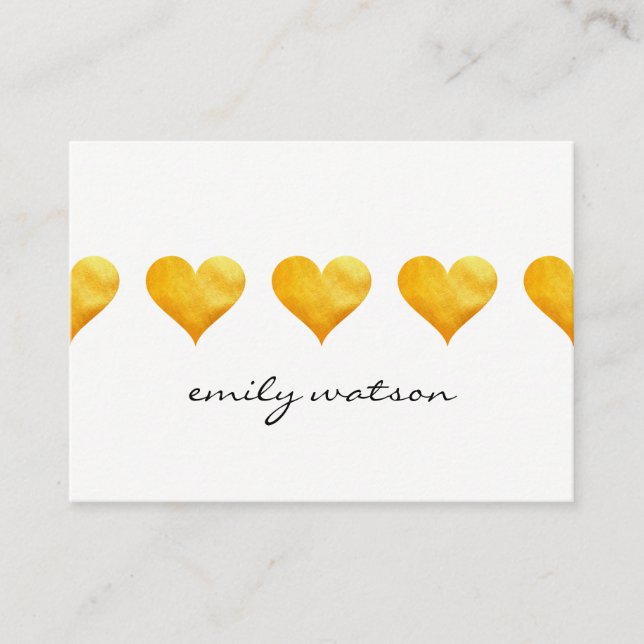 Cute Golden Hearts Business Card (Front)