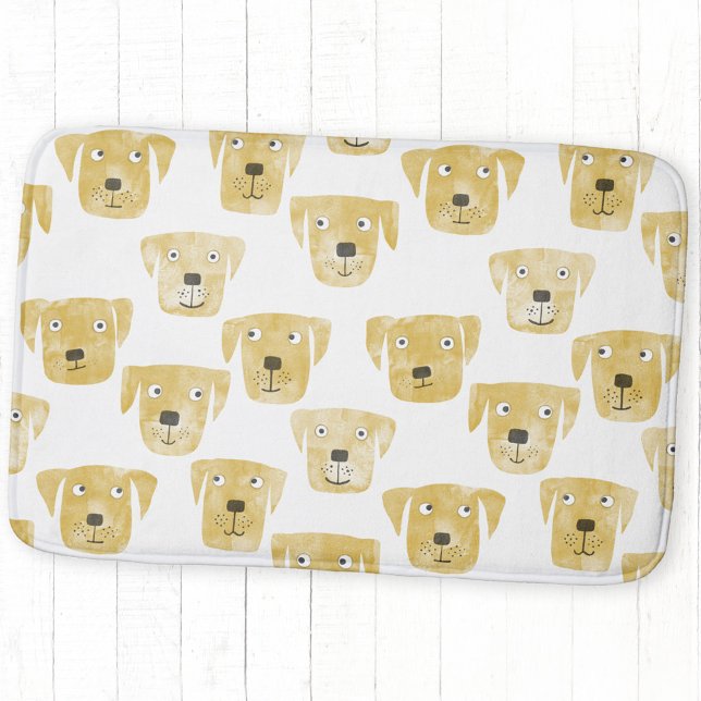 Cute Golden Labrador Retriever Dog Pattern Bath Mat (Golden Labrador Retriever Dog fun bath mat)