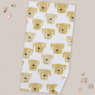 Cute Golden Labrador Retriever Dog Pattern Beach Towel