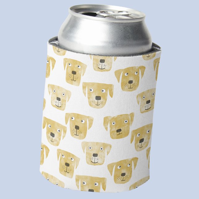 Cute Golden Labrador Retriever Dog Pattern Can Cooler (Fun Golden Yellow Labrador Retriever dog pattern can cooler)