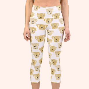 Cute Golden Labrador Retriever Dog Pattern Capri Leggings