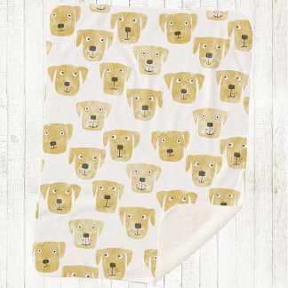 Cute Golden Labrador Retriever Dog Pattern Sherpa Blanket
