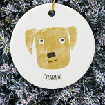 Cute Golden Labrador Retriever Dog Personalised Ceramic Tree Decoration<br><div class="desc">Bring some holiday cheer to your tree with this personalised Golden Labrador Retriever design, with original art by Nic Squirrell. Featuring a fun watercolor painting of a cute and loveable dog, this is a perfect way to show off your love for your furry friend. Customised with the name of your...</div>