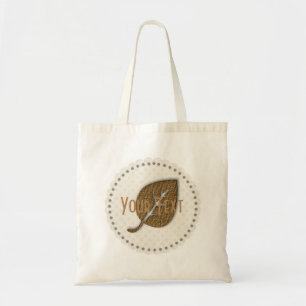 Cute Golden Leaf Silk Cream Badge Wedding Tote