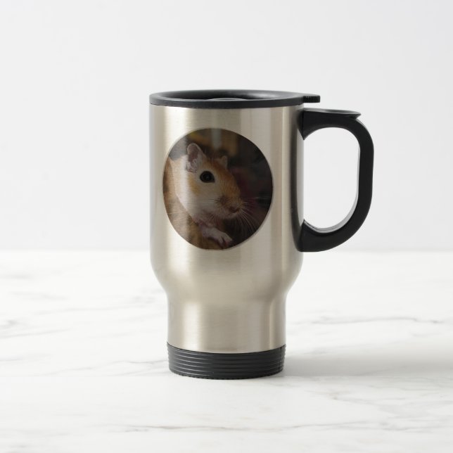 Cute Golden Pet Gerbil Travel Mug (Right)