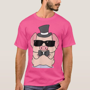 Cute Golden Pig With Cylinder And Sunglasses 655  T-Shirt
