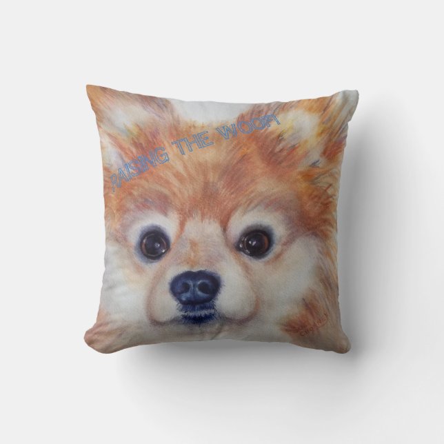 CUTE GOLDEN POMERANIAN CUSHION (Front)