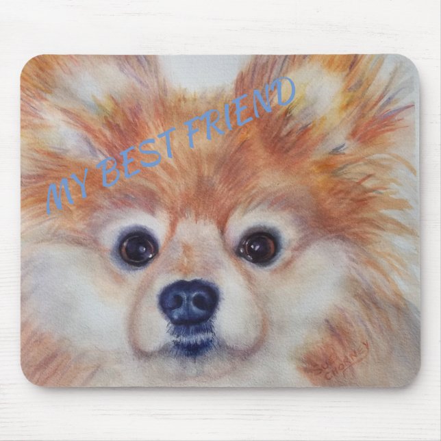 CUTE GOLDEN POMERANIAN MOUSE MAT (Front)