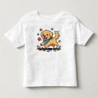 Cute Golden Puppy Chasing Red Ball Playful