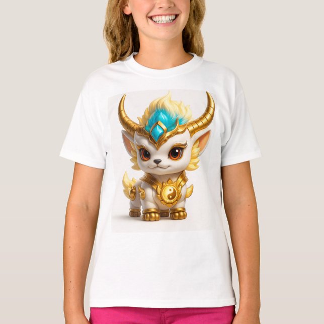 Cute Golden Ram Fantasy T-Shirt – Adorable Mythica (Front)