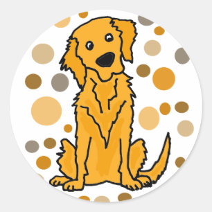 Cute Golden Retriever and Circle Pattern Art Classic Round Sticker