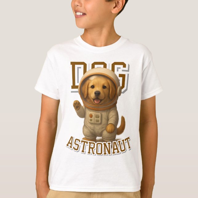 Cute Golden Retriever Astronaut Unisex Man Woman T-Shirt (Front)