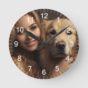 Cute golden retriever Best Dog Mum Ever Mouse Pad Round Clock