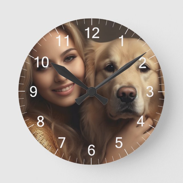 Cute golden retriever Best Dog Mum Ever Mouse Pad Round Clock (Front)