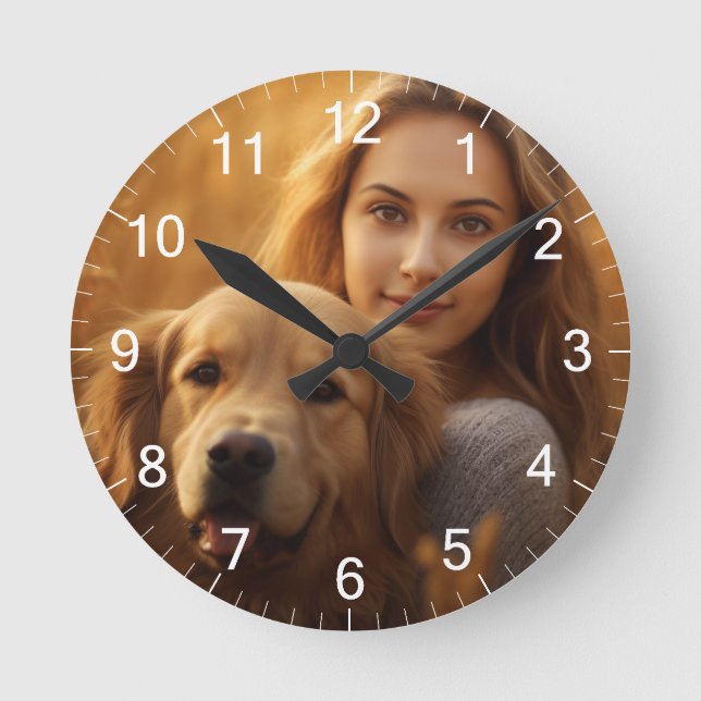 Cute golden retriever Best Dog Mum Ever Round Clock (Front)