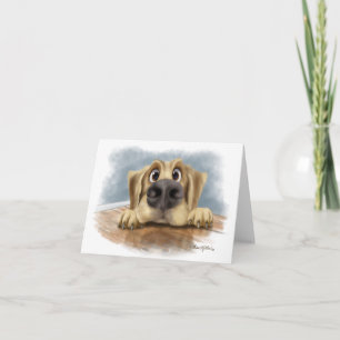 Cute Golden Retriever Cartoon Card