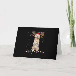 Cute Golden Retriever Christmas Lights Reindeer Card