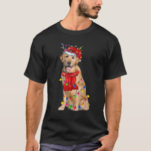 Cute Golden Retriever Christmas Tree Lights Dog T-Shirt