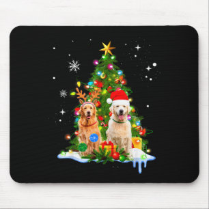 Cute Golden Retriever Christmas Tree Mouse Mat