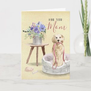Cute Golden Retriever Custom Name Happy Birthday Card