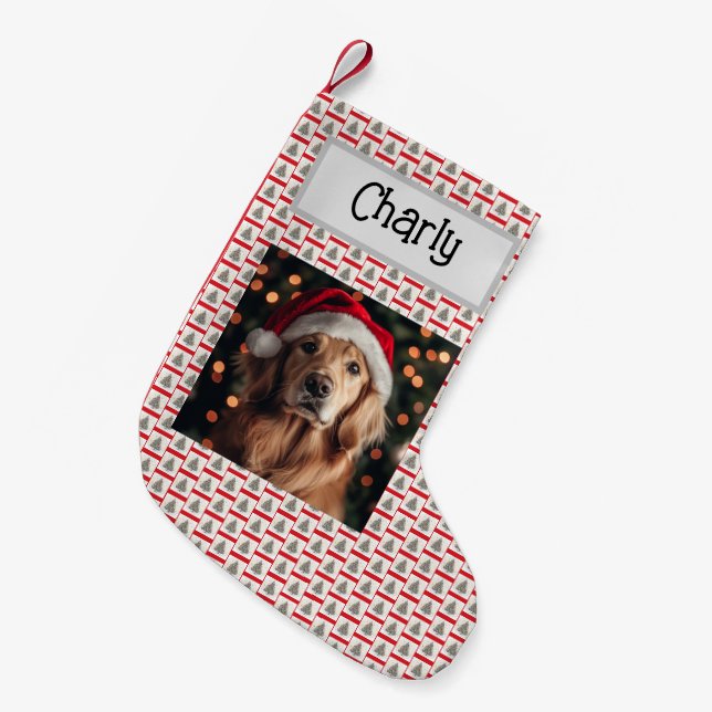 Cute Golden Retriever, Customised With Name, Dog,  Small Christmas Stocking (Front (Hanging))