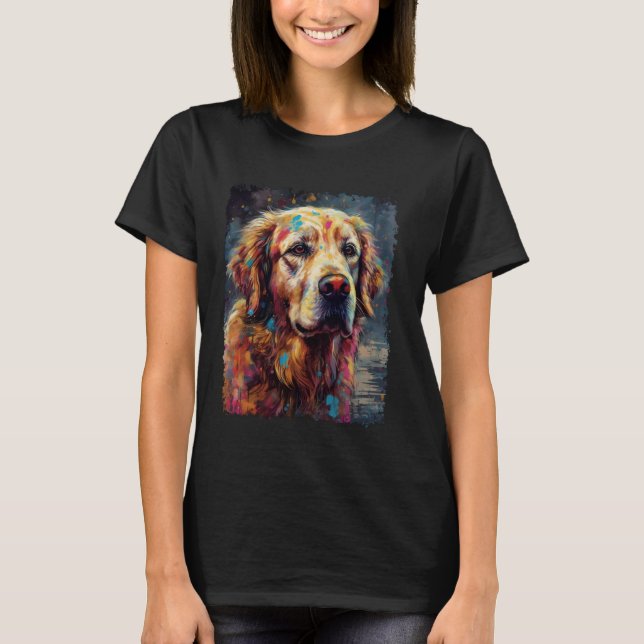 Cute Golden Retriever Dog Art Dogs Lovers Pets Own T-Shirt (Front)