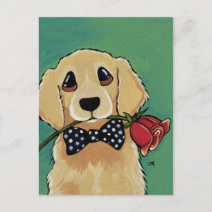 Cute Golden Retriever   Dog Art Postcard