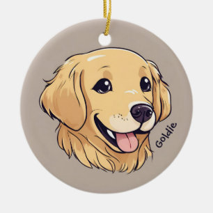 Cute Golden Retriever Dog Ceramic Tree Decoration
