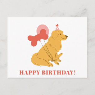 Cute Golden Retriever Dog Colourful Modern Birthda Postcard