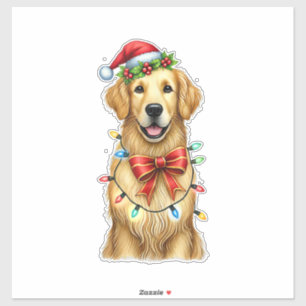 Cute Golden Retriever Dog Coquette Bow Christmas M