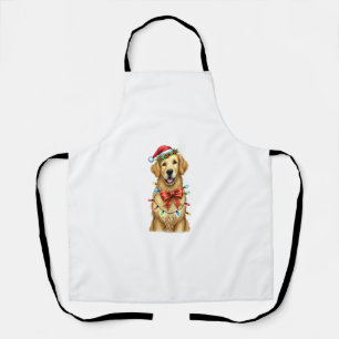 Cute Golden Retriever Dog Coquette Bow Christmas M Apron