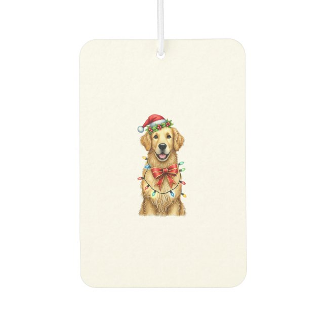 Cute Golden Retriever Dog Coquette Bow Christmas M Car Air Freshener (Front)