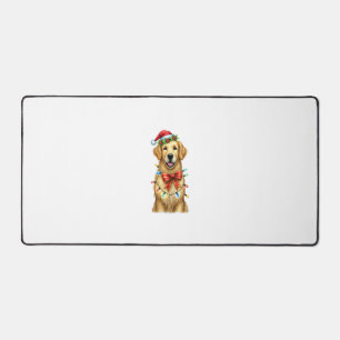 Cute Golden Retriever Dog Coquette Bow Christmas M Desk Mat