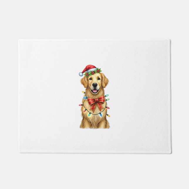 Cute Golden Retriever Dog Coquette Bow Christmas M Doormat (Front)