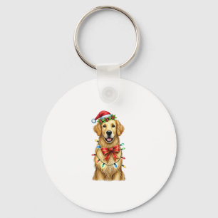 Cute Golden Retriever Dog Coquette Bow Christmas M Key Ring