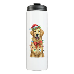 Cute Golden Retriever Dog Coquette Bow Christmas M Thermal Tumbler