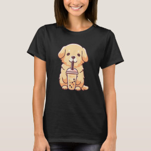 Cute Golden Retriever Dog Drink Bubble Milk Tea Do T-Shirt