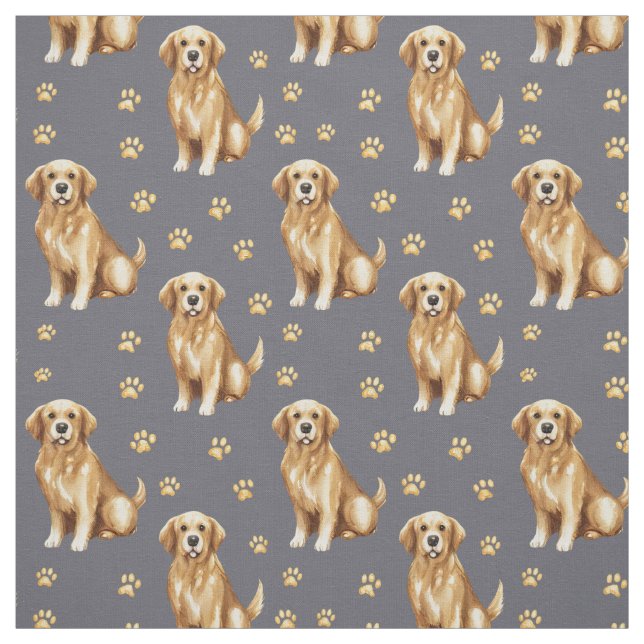 Cute Golden Retriever Dog Fabric (Swatch)